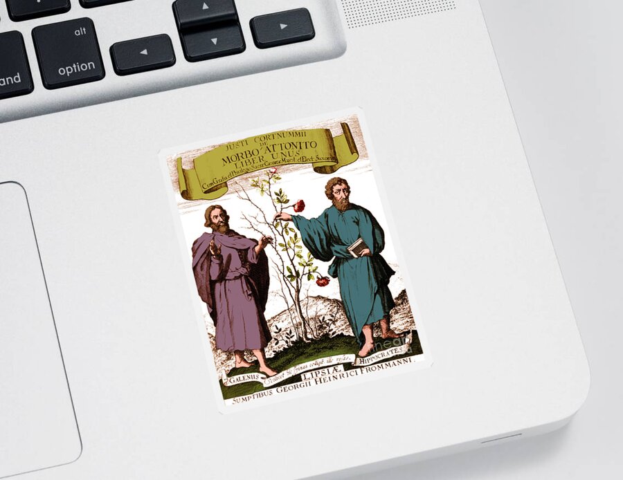 History Sticker featuring the photograph Galen And Hippocrates, Ancient by Science Source