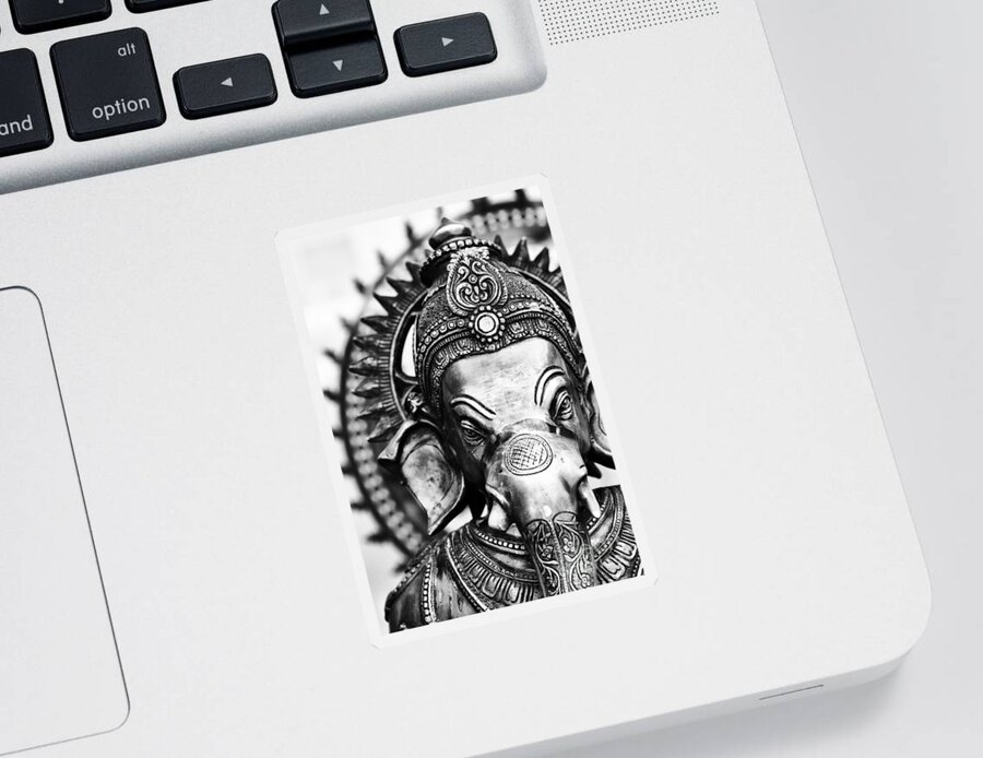 Ganesha Sticker featuring the photograph Ganesha Monochrome by Tim Gainey