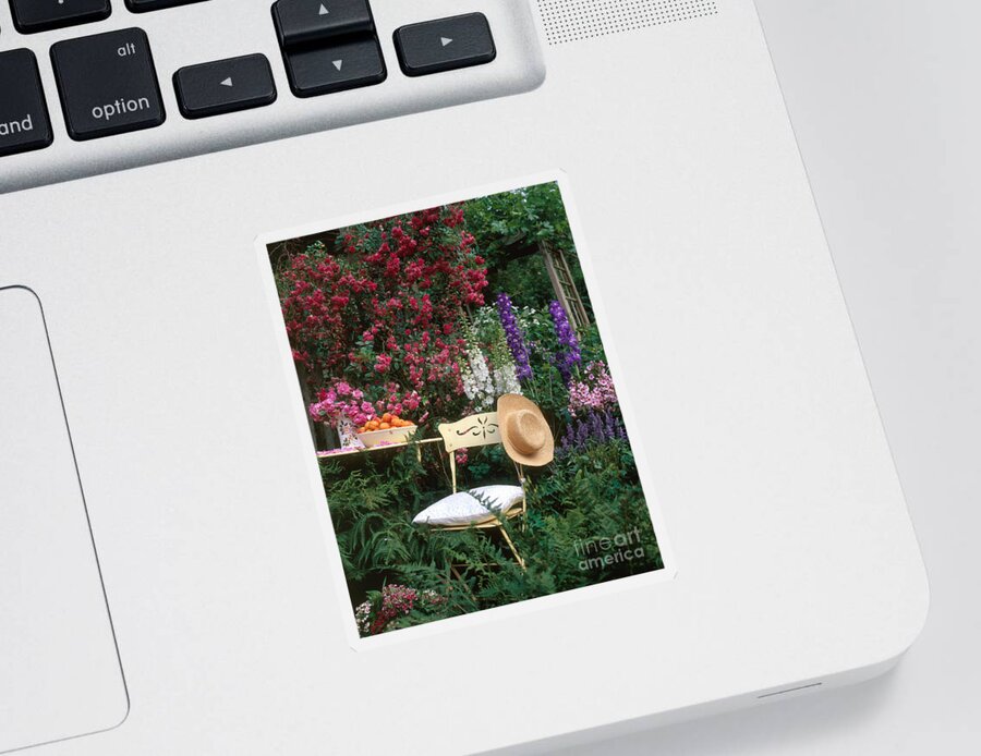 Plant Sticker featuring the photograph Garden With Chair by Hans Reinhard
