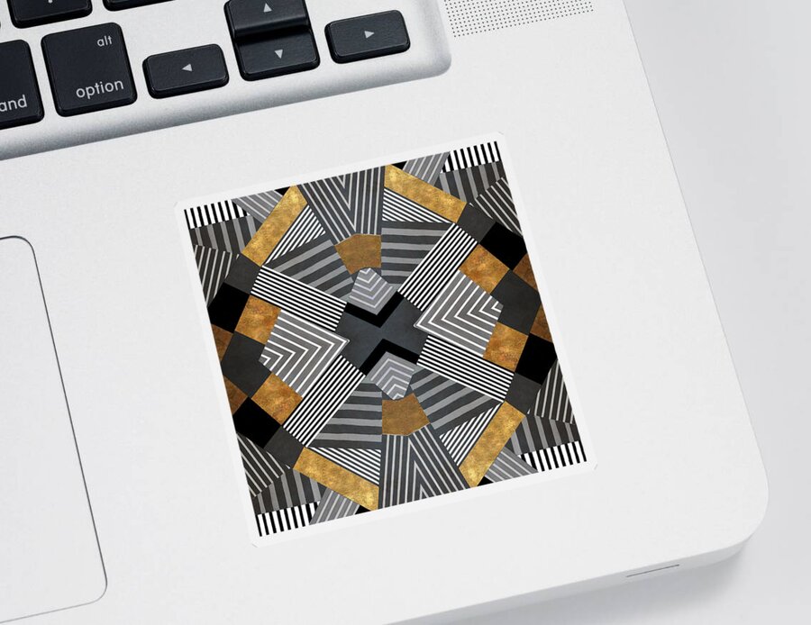 Geo Sticker featuring the painting Geo Stripes In Gold and Black I by Lanie Loreth