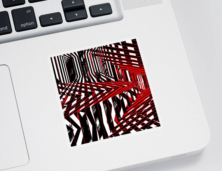 Lineal Sticker featuring the digital art Geometric Encounters by Rafael Salazar