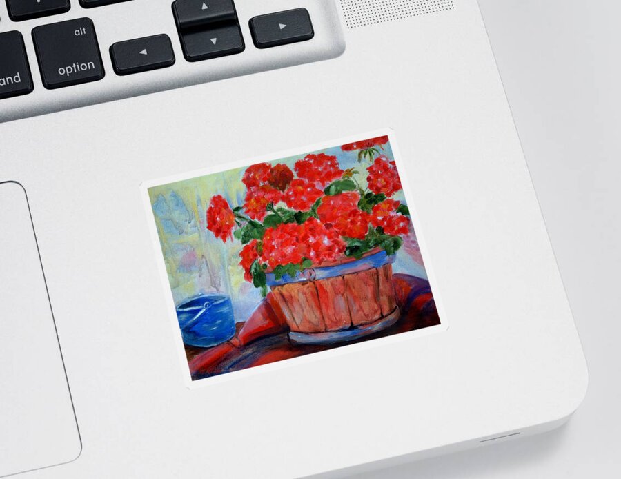 Flowers Sticker featuring the painting Geraniums by Portraits By NC