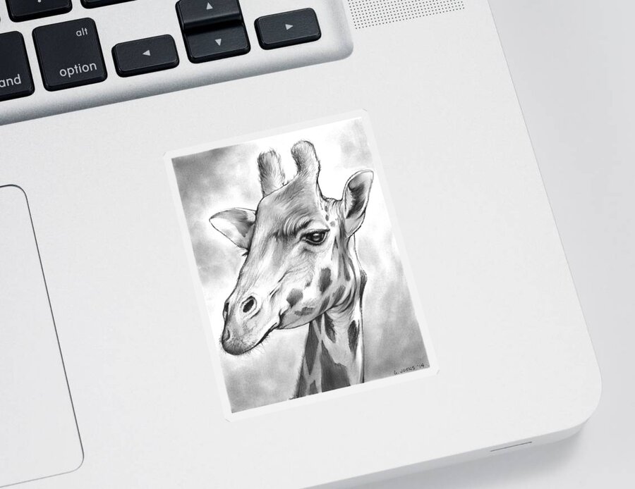 Giraffe Sticker featuring the drawing Giraffe by Greg Joens