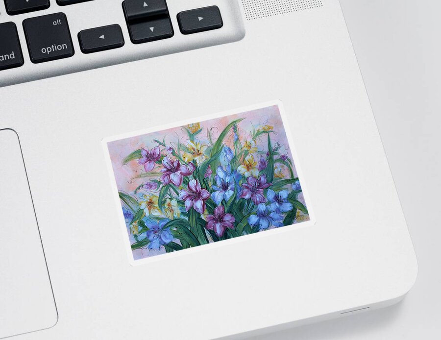 Gladiolus Sticker featuring the painting Gladiolus by Natalie Holland