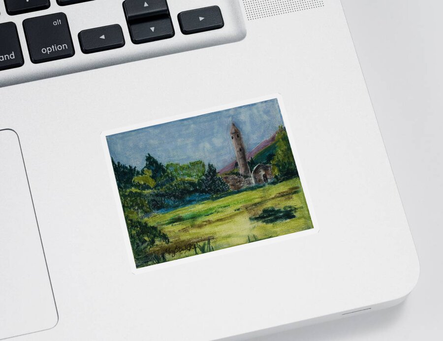 Ireland Sticker featuring the painting Glendalough by Mary Benke