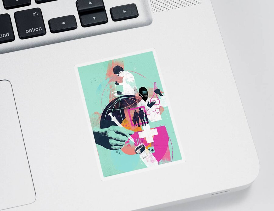 Adult Sticker featuring the photograph Global Science And Medicine Montage by Ikon Ikon Images