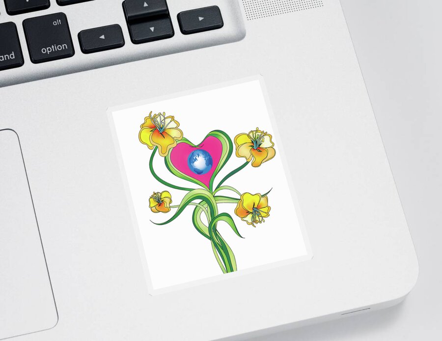 Beauty Sticker featuring the photograph Globe In Center Of Heart-shaped Flower by Ikon Ikon Images