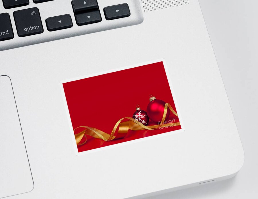 Christmas Sticker featuring the photograph Gold and red Christmas decorations by Elena Elisseeva