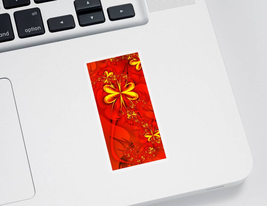 Digital Sticker featuring the digital art Gold Flowers by Lena Auxier