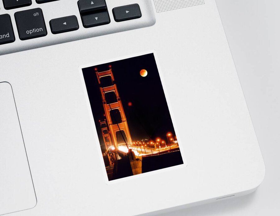 Bridge Sticker featuring the photograph Golden Gate Night by DJ Florek