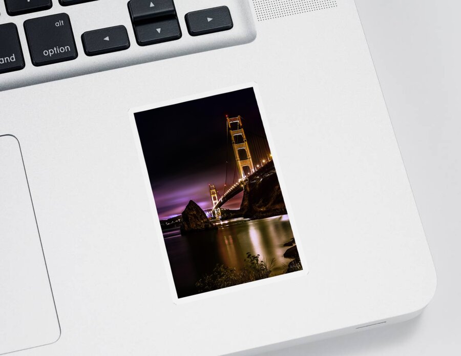 Golden Gate Bridge Sticker featuring the photograph Golden by Don Hoekwater Photography