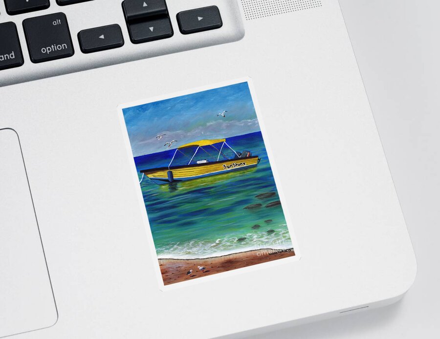 Boat Sticker featuring the painting Gone To Rest by Laura Forde
