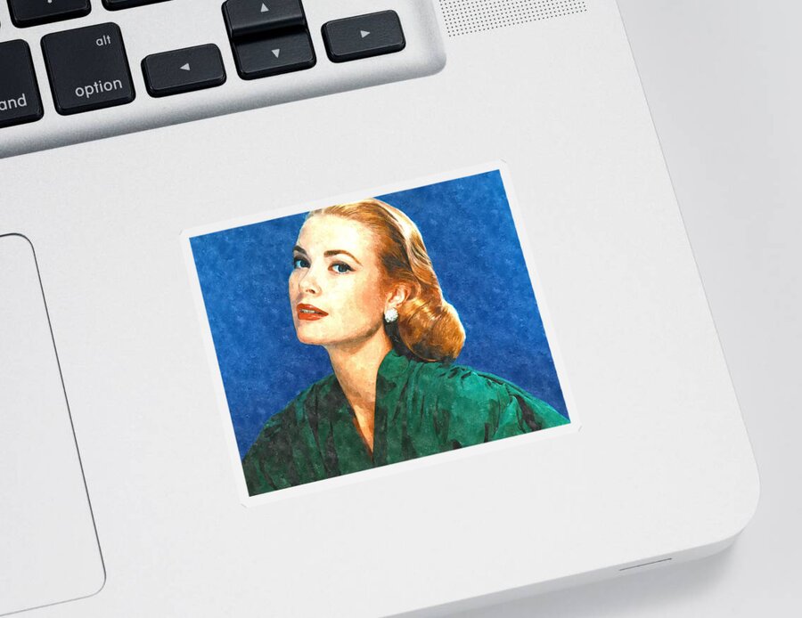 Grace Sticker featuring the painting Grace Kelly Painting by Gianfranco Weiss