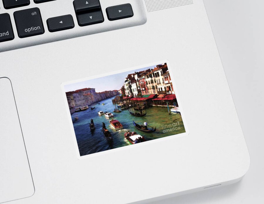 Timothy Hacker Sticker featuring the digital art Grand Canal Of Venice by Timothy Hacker