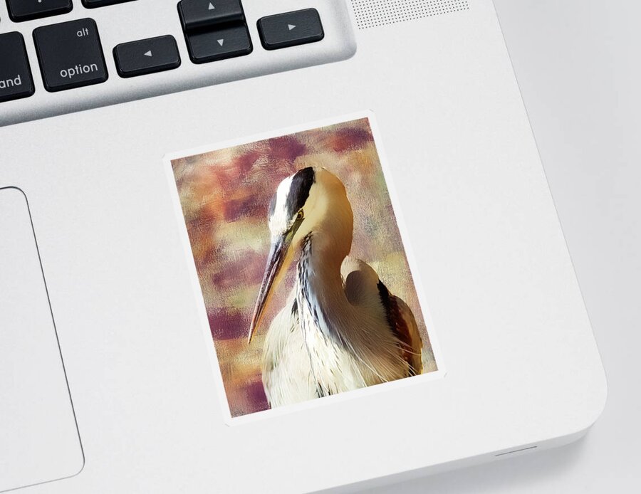 Great Heron Portrait Sticker featuring the photograph Great Heron Portrait by Georgiana Romanovna