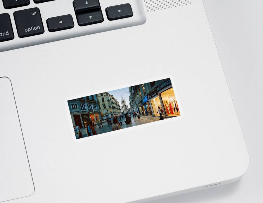 Photography Sticker featuring the photograph Group Of People Walking On A Street by Panoramic Images