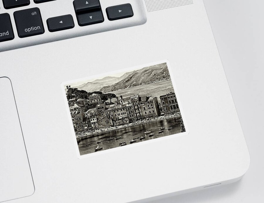 B&w Sticker featuring the photograph Grunge seascape by Roberto Pagani