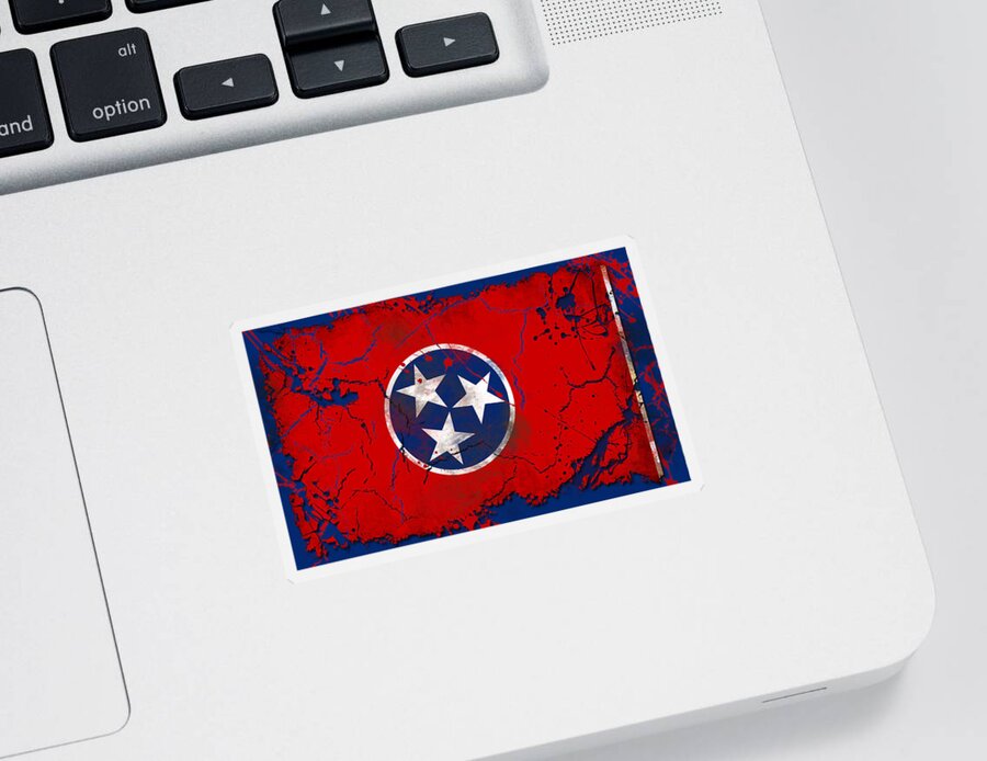 Tennessee Sticker featuring the digital art Grunge Style Tennessee Flag by David G Paul