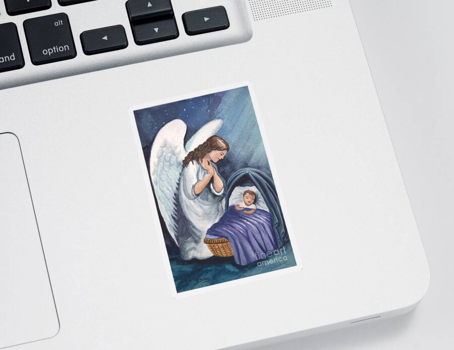 Guardian Angel Sticker featuring the painting Guardian Angel by Lora Duguay