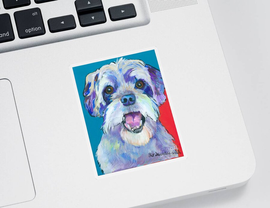 Custom Pet Portraits Sticker featuring the painting Gus by Pat Saunders-White
