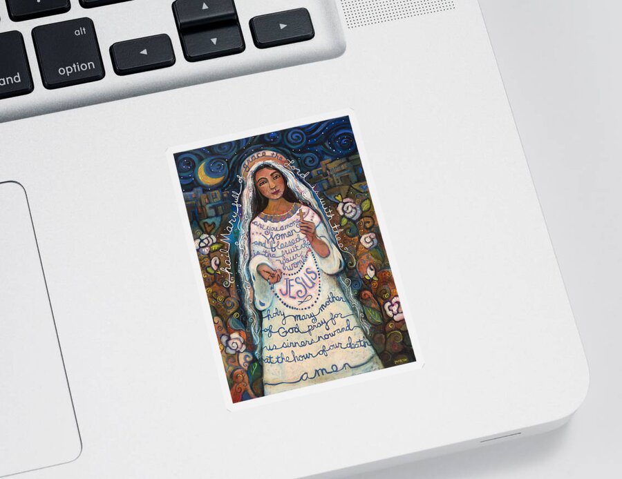 Jen Norton Sticker featuring the painting Hail Mary by Jen Norton