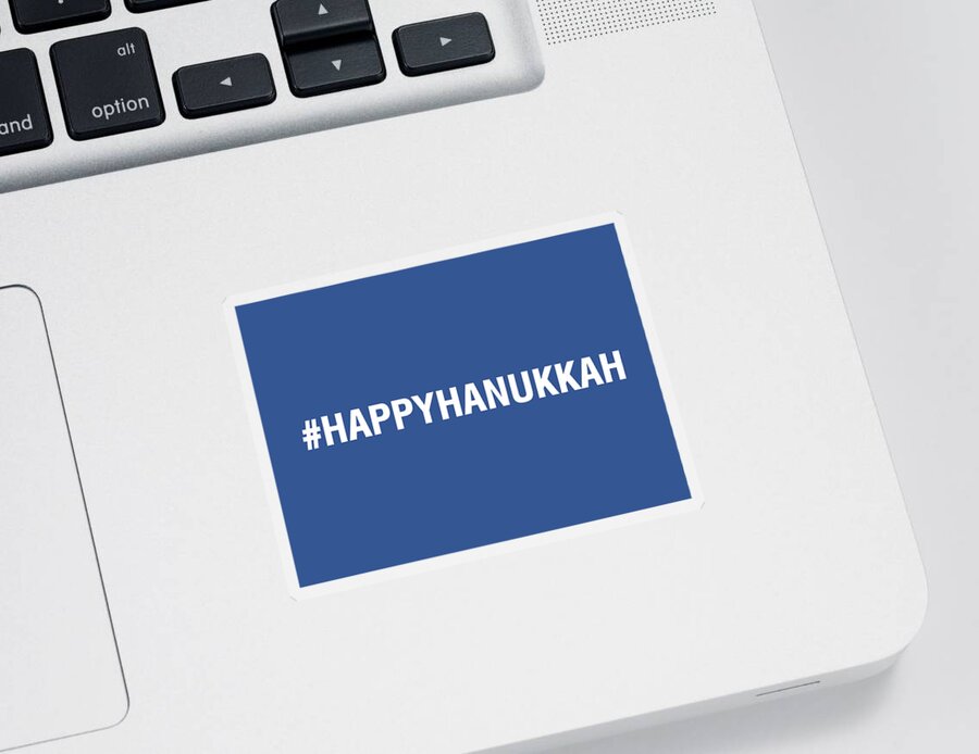 Hanukkah Sticker featuring the mixed media Happy Hanukkah Hastag by Linda Woods