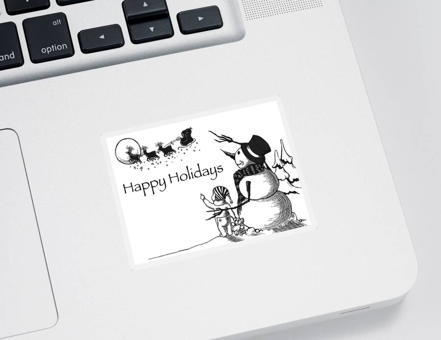 Santa Sticker featuring the digital art Happy Holidays by Konni Jensen