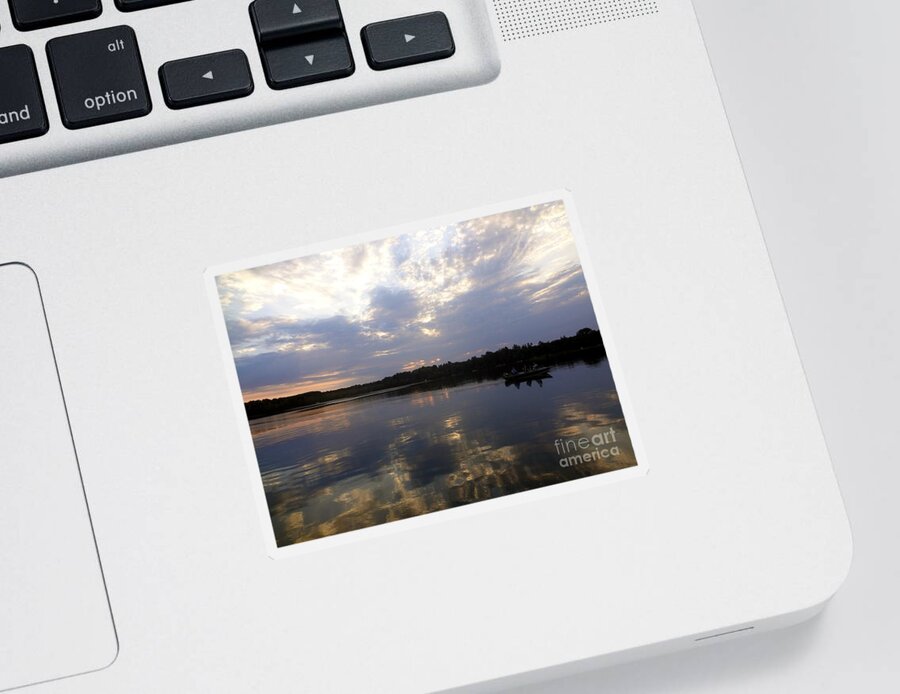 Lake Sticker featuring the photograph Heading Home on Lake Roosevelt in Outing Minnesota by Jacqueline Athmann