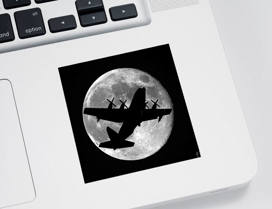 C-130 Hercules Sticker featuring the photograph Hercules Moon by Al Powell Photography USA