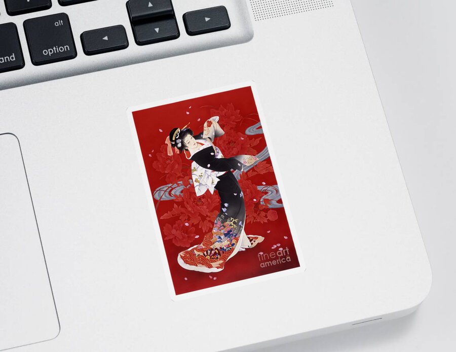 Haruyo Morita Sticker featuring the digital art Hien by MGL Meiklejohn Graphics Licensing