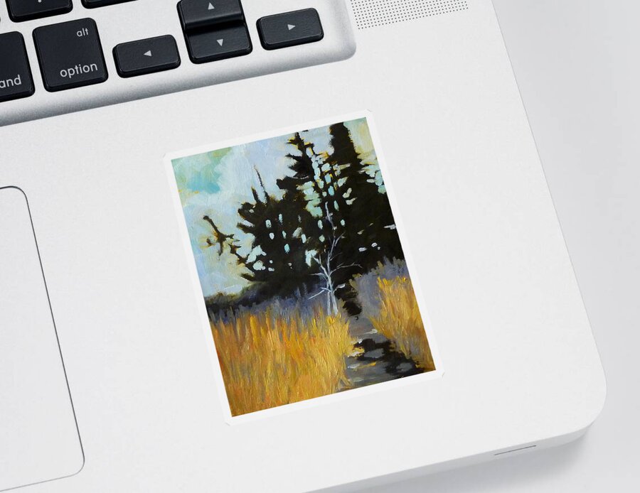 Trees Sticker featuring the painting Hiking the Winter Trail by Nancy Merkle