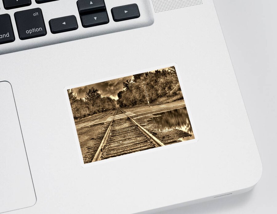 Railroad Tracks Sticker featuring the photograph Hinckley Railroad by Amanda Stadther