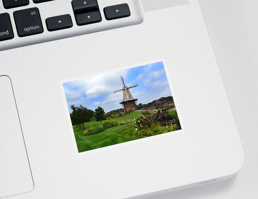 Windmill Sticker featuring the photograph Holland Michigan Windmill Landscape by Amy Lucid