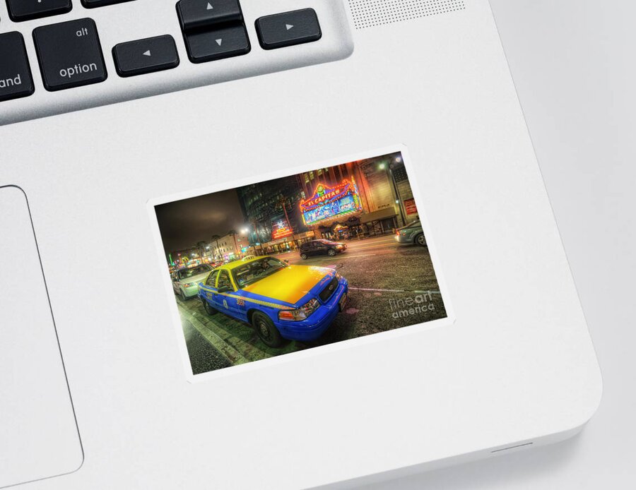 Yhun Suarez Sticker featuring the photograph Hollywood Taxi by Yhun Suarez