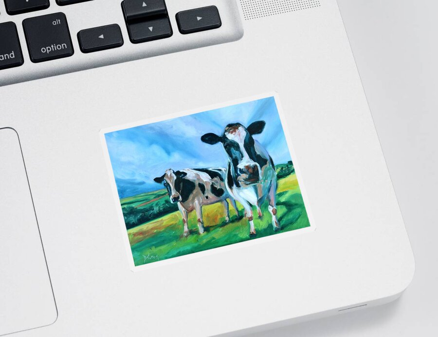Donna Tuten Sticker featuring the painting Holstein Amoogos by Donna Tuten