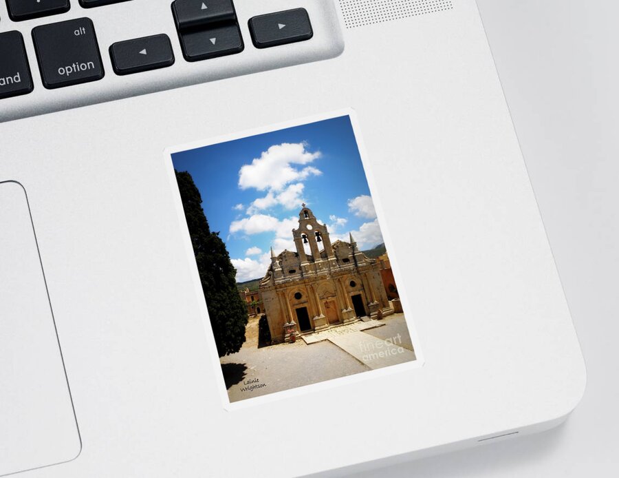 Holy Monastery Of Arkadi Sticker featuring the photograph Holy Monastery of Arkadi by Lainie Wrightson