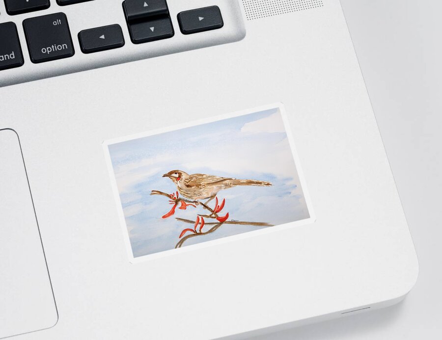 Bird Sticker featuring the painting Honeyeater by Elvira Ingram