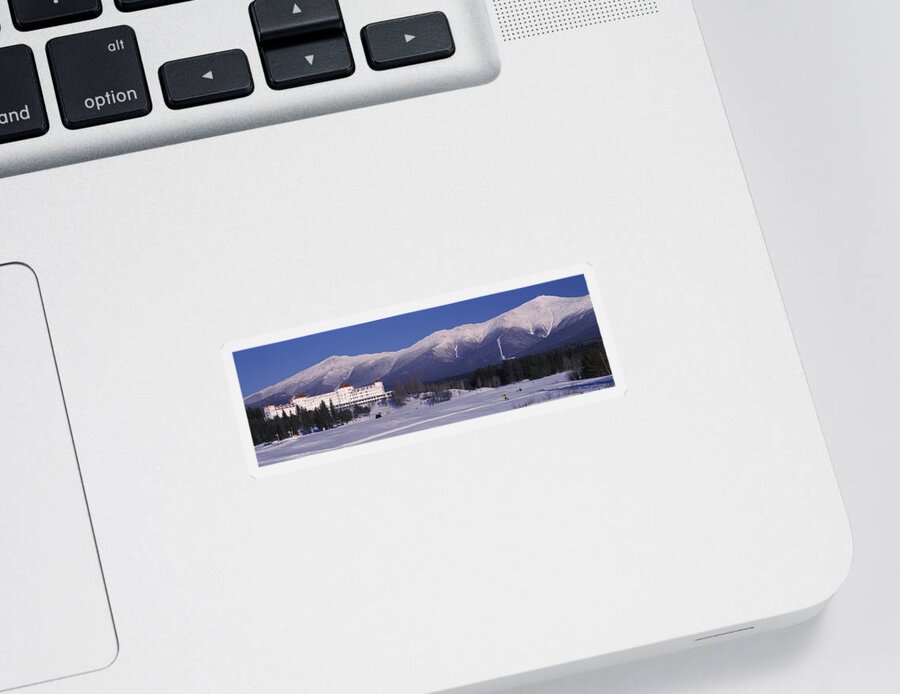 Photography Sticker featuring the photograph Hotel Near Snow Covered Mountains, Mt by Panoramic Images