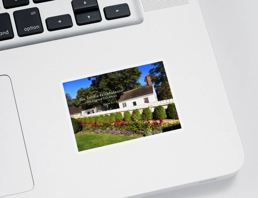 George Sticker featuring the photograph House and Gardens with Scripture by Jill Lang