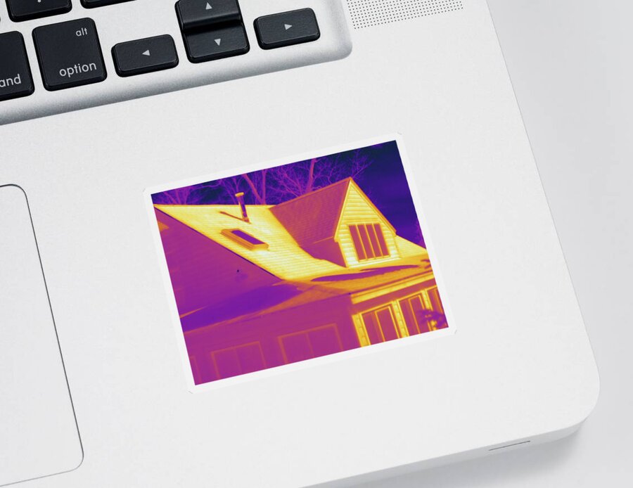 Thermography Sticker featuring the photograph House On A Winter Day, Thermogram by Science Stock Photography