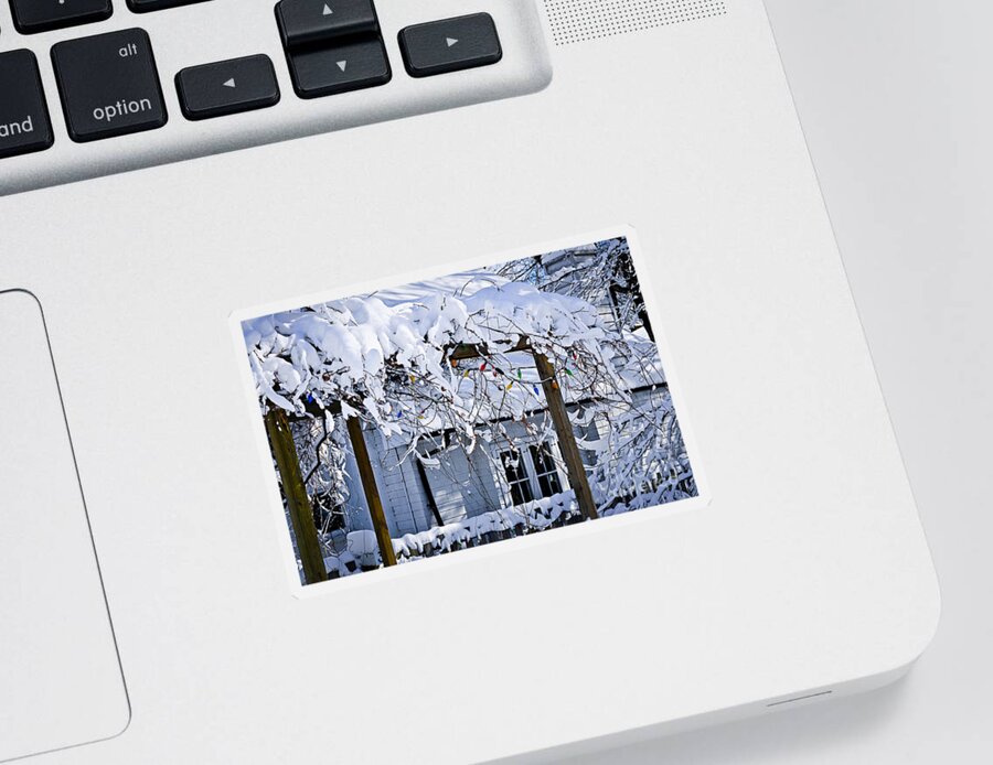 House Sticker featuring the photograph House under snow 2 by Elena Elisseeva