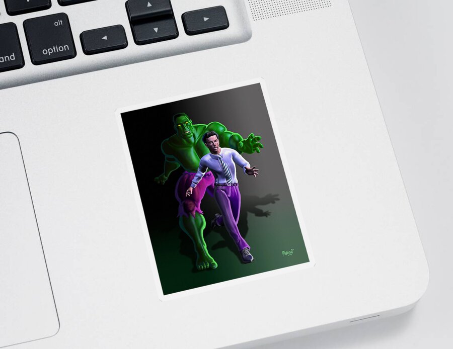 Incredible Hulk Sticker featuring the painting Hulk - Bruce Alter Ego by Anthony Mwangi