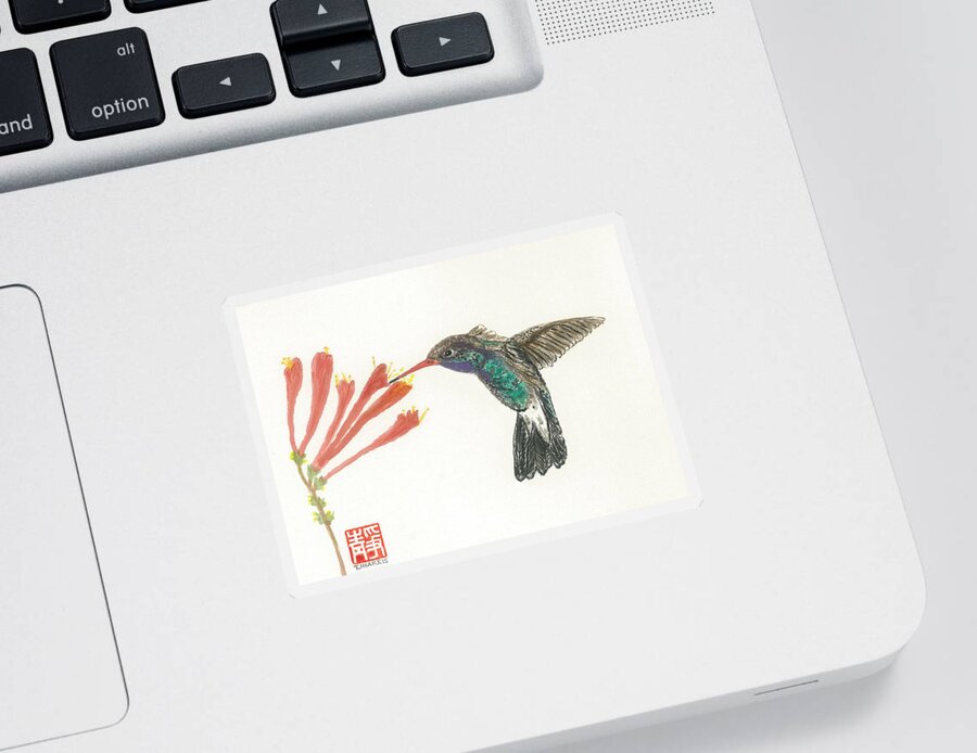 Japanese Sticker featuring the painting Hummingbird Flight by Terri Harris