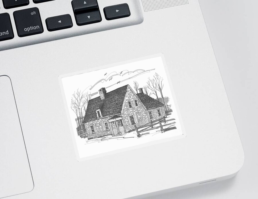 Hurley Sticker featuring the drawing Hurley Stone House by Richard Wambach