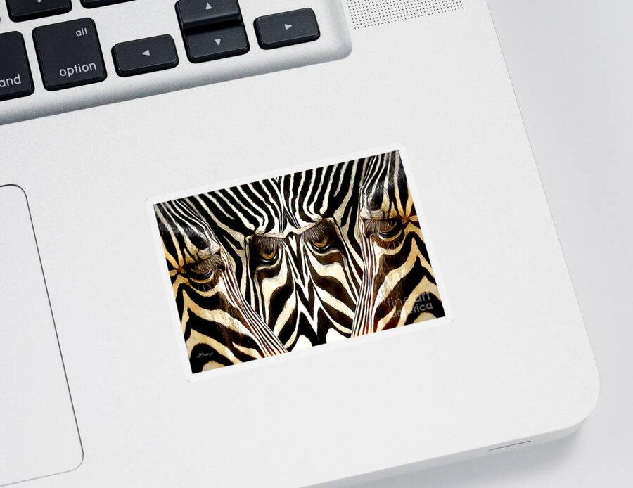 Zebra Sticker featuring the digital art Primal Zebra by Jennie Breeze