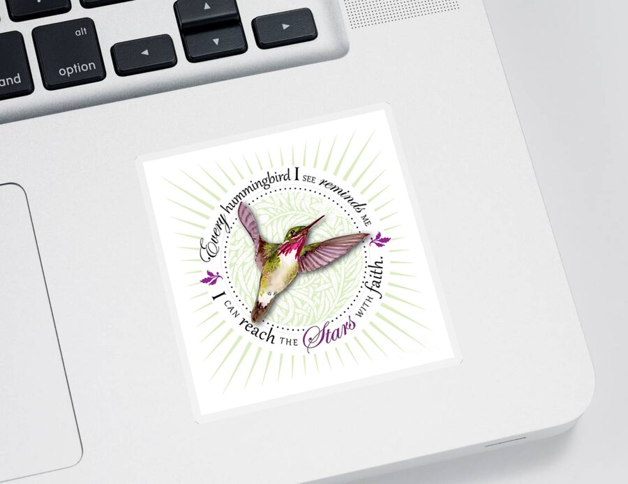 Bird Sticker featuring the painting I can reach the stars with faith by Amy Kirkpatrick