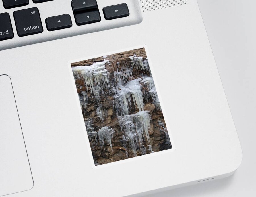 Icicle Sticker featuring the photograph Icicle Cliffs by Shane Bechler