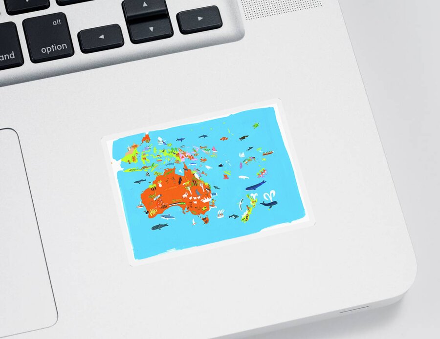 Abundance Sticker featuring the photograph Illustrated Map Of Australasian by Ikon Ikon Images