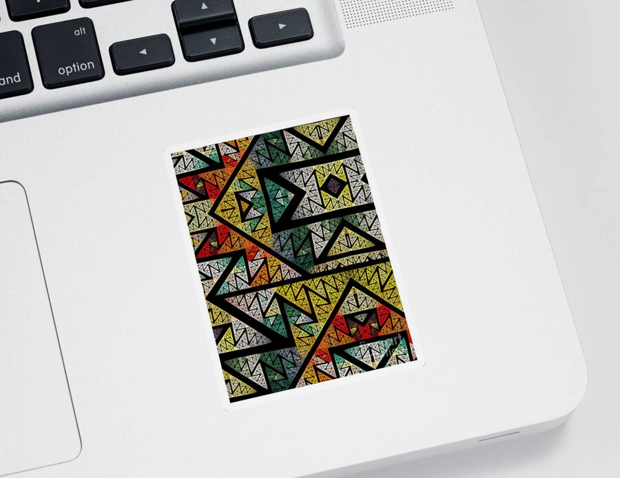 Abstract Sticker featuring the digital art In Ethnic Style by Klara Acel