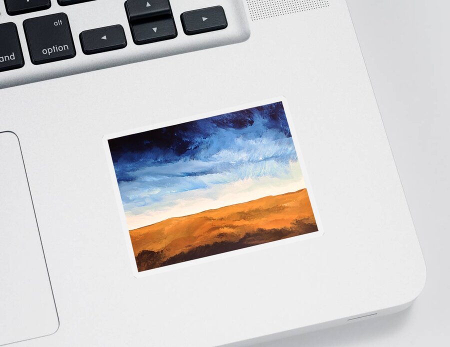 Dark Blue Sky Sticker featuring the painting In The Distance by Linda Bailey